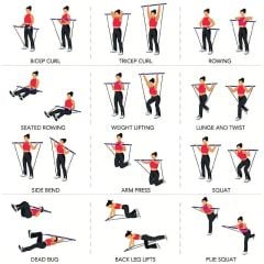 Pilates Bar Taşınabilir Pilates Barı ve Direnç Bandı Seti - Tüm Vücut Egzersiz Aleti - Yoga ve Fitness