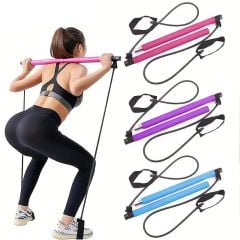 Pilates Bar Taşınabilir Pilates Barı ve Direnç Bandı Seti - Tüm Vücut Egzersiz Aleti - Yoga ve Fitness
